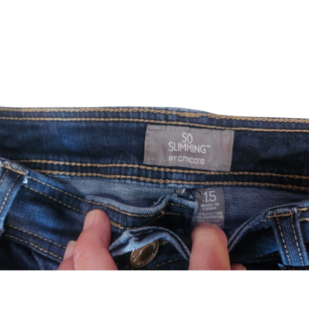 Chico's So Slimming Jeans Size 10 (1.5) Indigo 16W/28L - Picture 3 of 6